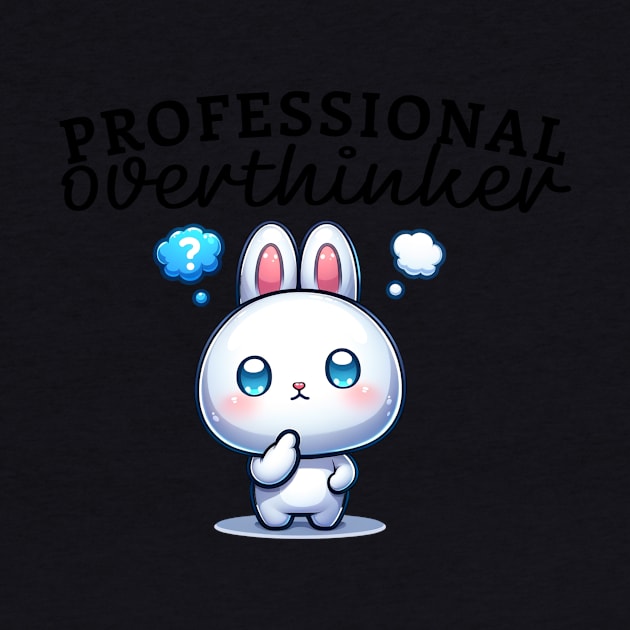 Professional overthinker featuring cute bunny Funny Anxiety by Dezinesbyem Designs